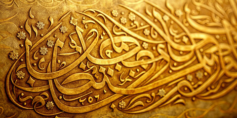Exquisite Arabic Calligraphy Masterpiece in Golden Ink on Textured Paper