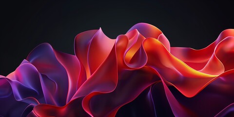Obraz premium Abstract, A large red and purple gradient tulip-shaped sculpture with flowing curves, Digital art of a tulip-shaped form with red and purple gradient and dynamic lines