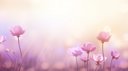 Obraz premium A Tranquil Field of Pink Wildflowers Basking in Soft Light