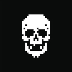 Human skull pixel art icon. Vector illustration