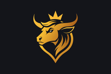 golden-unique-regal-golden-bull--face logo vector illustration 