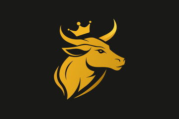 golden-unique-regal-golden-bull--face logo vector illustration 