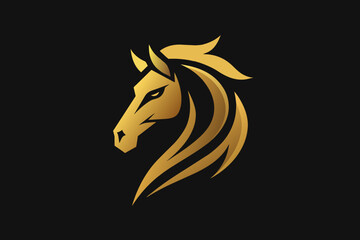 golden-unique-regal-golden-horse-logo-face-view vector art  