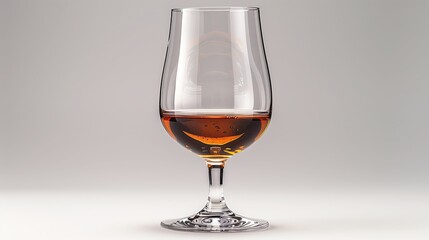 Glass of cognac on grey background