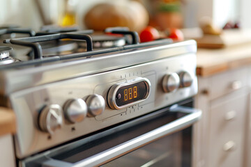 A toaster oven with a timer dial and temperature control, easy to use.