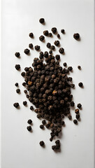 black pepper on white background