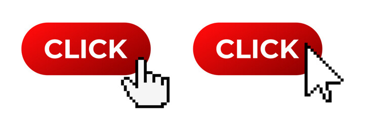 Click cursor button. Computer mouse pointer frame