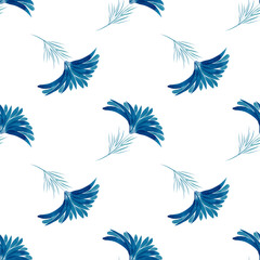 Obraz premium Blue blue flowers. Boho style. Watercolor illustration. Floral stylized peony. Seamless pattern. A simple fashionable print for wallpaper, fabric, packaging and tableware ornament
