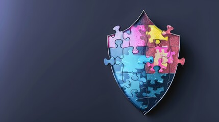 shield made of puzzle pieces representing cybersecurity solutions