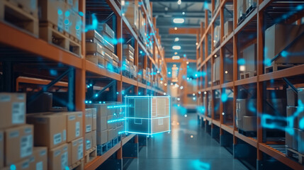 Automated inventory management system tracking stock levels in a warehouse