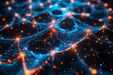 Obraz premium A network of glowing connections representing the interconnectedness and complexity in artificial intelligence, on a black background