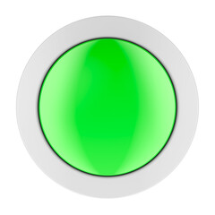 Green web push button, circle. 3D rendering isolated on transparent background