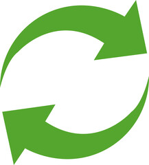 Recycle, green flat icon isolated on transparent background. Vector symbol recycling and rotation leaf icon pack for design of packaging products, information about the goods being transported.