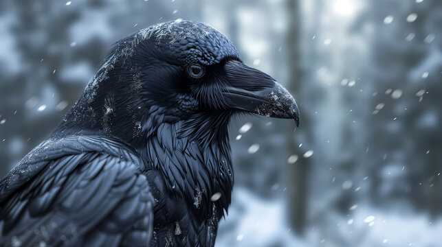 raven in the snow