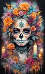 portrait for the Day of the dead. generative AI
