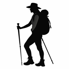 woman hiking silhouette vector