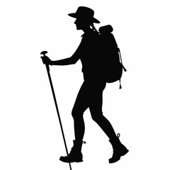 woman hiking silhouette vector