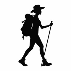 woman hiking silhouette vector