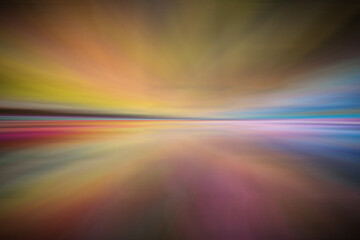 Colorful radial blur background. Abstract illustration in rainbow colors with horizon, perspective effect
