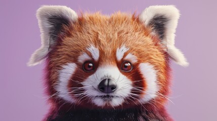 Obraz premium A close up of a red panda bear with a black nose with copy space