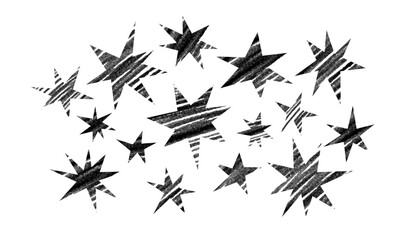 Abstract Hand Drawn Stars in Doodle Sketch Style. Vector Rough Grunge Illustration. 