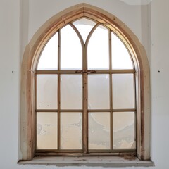arched wooden window frame