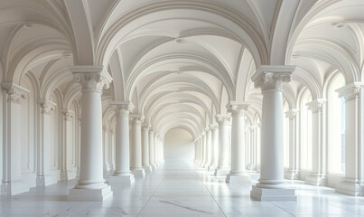 Obraz premium Serene Elegance of White Classical Architecture with Arches and Columns