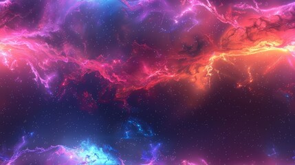 Nebula cloud in vibrant colors  front view  nebula glow  digital binary as object  vivid