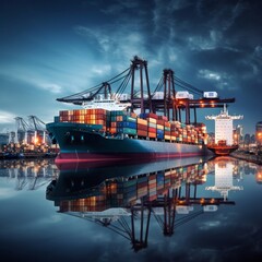 Container ship logistics goods transportation import export International by container cargo ship in the ocean, global business and industry service transportation of goods concept,