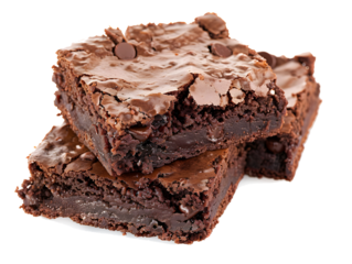 Stack of brownies isolated on white