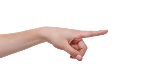  Hand pointing isolated on white. Caucasian female