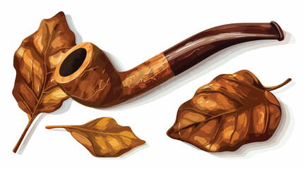 Luxurious wooden varnished smoking pipe and dry tob