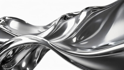 Obraz premium Abstract fluid metal bent form. Metallic shiny curved wave in motion. Design element steel texture effect.