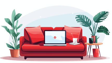 man working at home on the couch vector cartoon com