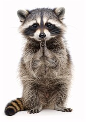 Fototapeta premium Cute Animal Photography: Baby Raccoon with a Praying Pose