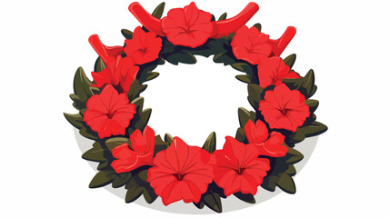 Memorial wreath icon. Funeral ceremony symbol vecto