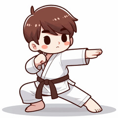 Fototapeta premium Boy Practicing Karate in Vector Style