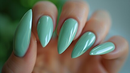 Elegant Manicured Nails with Light Blue Polish and French Tip Design