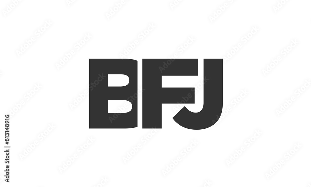 Poster BFJ logo design template with strong and modern bold text. Initial based vector logotype featuring simple and minimal typography. Trendy company identity.