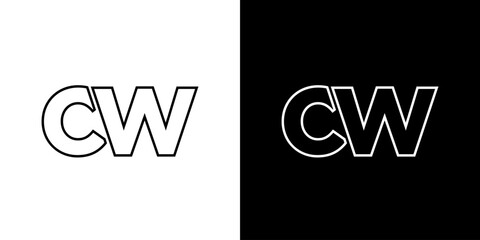 Letter C and W, CW logo design template. Minimal monogram initial based logotype.