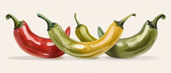 Colorful Pepper Variety: A Still-Life Artwork