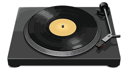 Mockup of vintage turntable vinyl music disc 3d rea