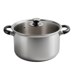 Stainless steel cooking pot Isolated on a transparent background generated with ai