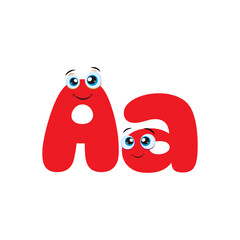 The letter A. Symbol from the kids alphabet Isolated on white background. Funny kids letter with eyes. Vector illustration. Cartoon colorful letter.