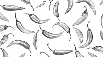 Monochrome chili peppers seamless pattern vector il
