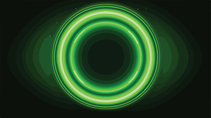 Neon green circle light. Abstract electric backgrou