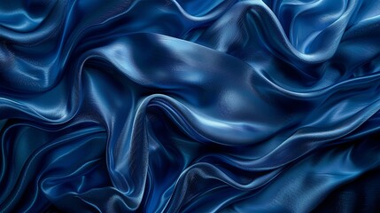 Obraz premium Blue silk fabric with pleats.