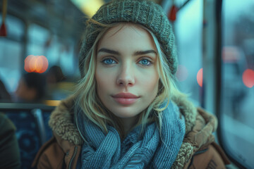 Giving up one's seat to someone in need on public transportation, displaying chivalry and thoughtfulness. Concept of considerate actions. Generative Ai.