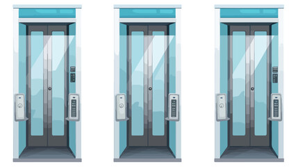 Opened and closed metallic elevator doors for offic