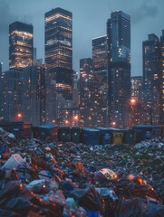 In the future, the world's cities will be plagued by pollution and waste. The air will be unbreathable, the water will be undrink - obrazy, fototapety, plakaty